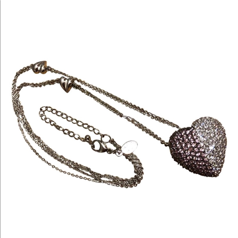 Half n Half Rhinestone Heart Necklace
